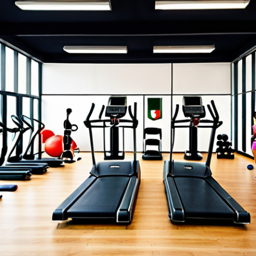 Home 11 **
A vibrant, modern gym interior in Lisbon, Portugal. Focus on diverse workout equipment, clean design, and natural light. Happy, healthy-looking people of various ages and body types are exercising, guided by attentive trainers. Include a subtle Portuguese flag or cultural element in the background.
**